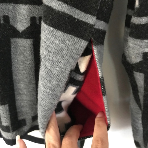 Vintage 1980’s Esprit southwestern grey black & white Aztec blanket coat jacket - Picture 8 of 12